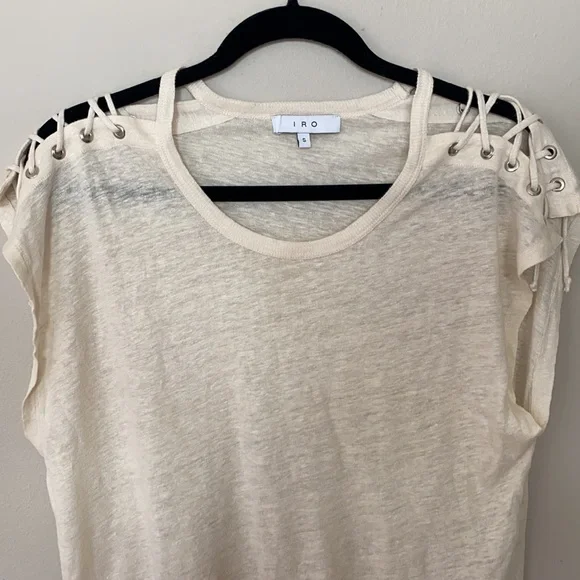 ⚪️ IRO Linen Lace Sleeve Top - Picture 3 of 10